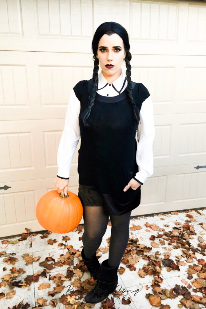 DIY Makeup Wednesday Addams for Moms